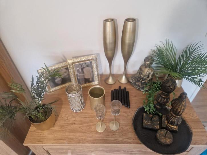 Woondecoratie goud tinten, Huis en Inrichting, Woonaccessoires | Dienbladen, Gebruikt, Metaal, Rond, Ophalen