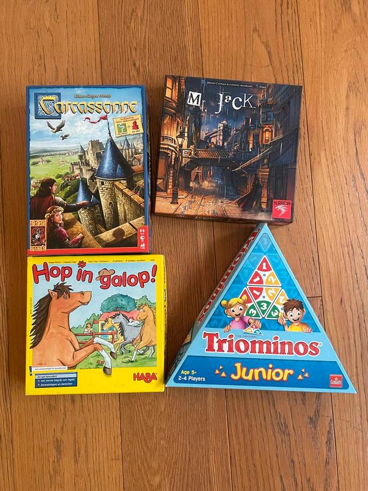 Gratis Spelletjes - Carcassonne, Mr. Jack, Triominos, Hop in, Hobby en Vrije tijd, Gezelschapsspellen | Bordspellen, Gebruikt