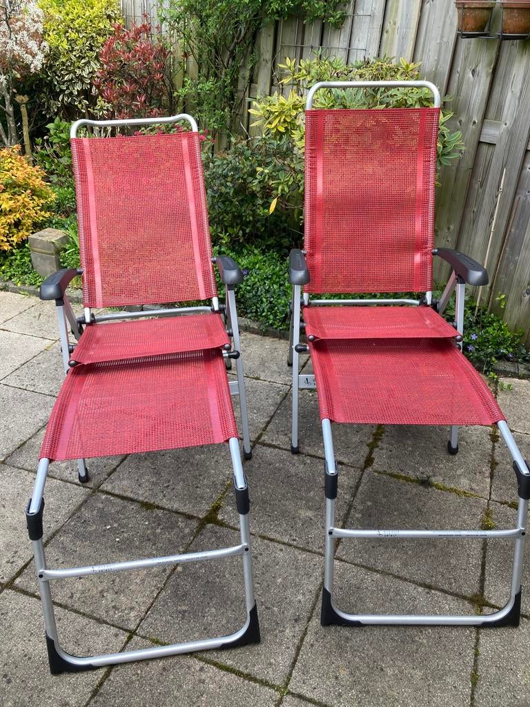 Kampeer-/relaxstoelen, merk Dukdalf, rood, Caravans en Kamperen, Kampeermeubelen, Ophalen, Zo goed als nieuw, Campingstoel