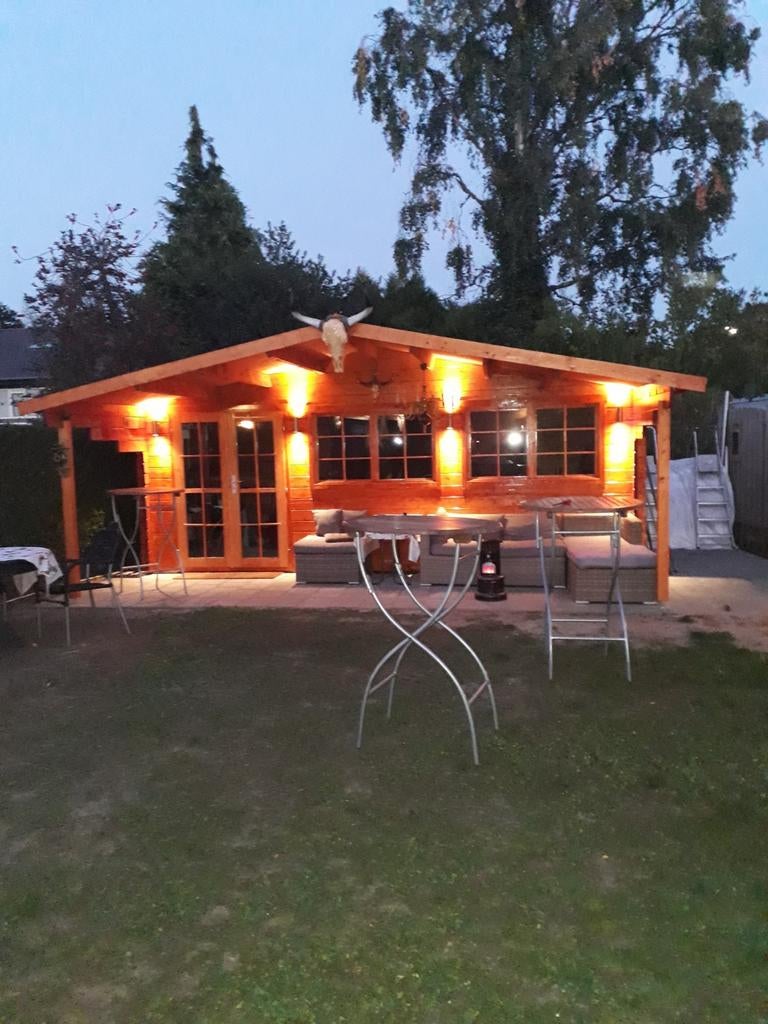 Tuinhuis met overkapping - 6x5 meter, 5 jaar oud, Tuin en Terras, Tuinhuizen, Ophalen of Verzenden