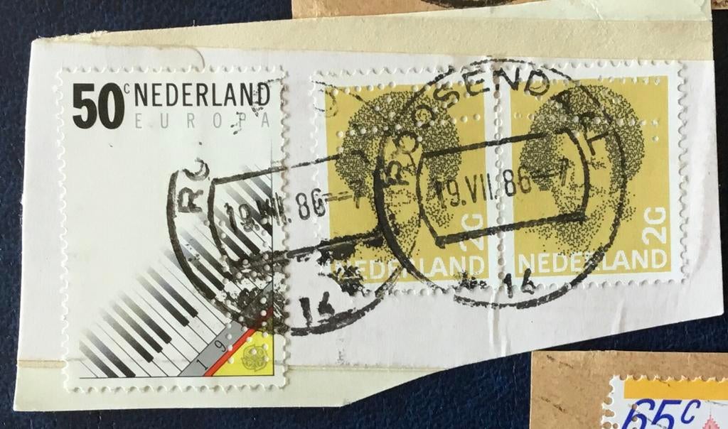 Perfin PNEM2 op papier kavel per 6, Postzegels en Munten, Postzegels | Nederland, Ophalen of Verzenden, Na 1940, Gestempeld