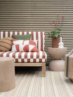 Tuinbankje 120 cm met gestreepte kussens van Karwei, Tuin en Terras, Tuinsets en Loungesets, Gebruikt, Loungeset, Bank, Hout