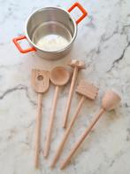 Vintage keuken speelgoed met Erzgebirge houten kookgerei, Verzenden