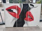 Modern schilderij met rode lippen - 150x100 cm, Ophalen