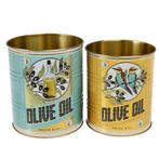 Retro vintage opbergblikken oliveoil, Ophalen of Verzenden, Gebruikt, Overige