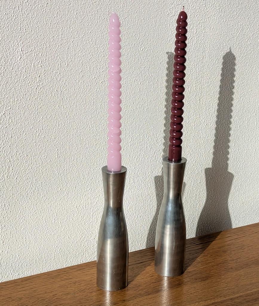 Erika Pekkari IKEA kandelaars 1990 - candle holder, Gebruikt, Ophalen of Verzenden, Metaal, Grijs