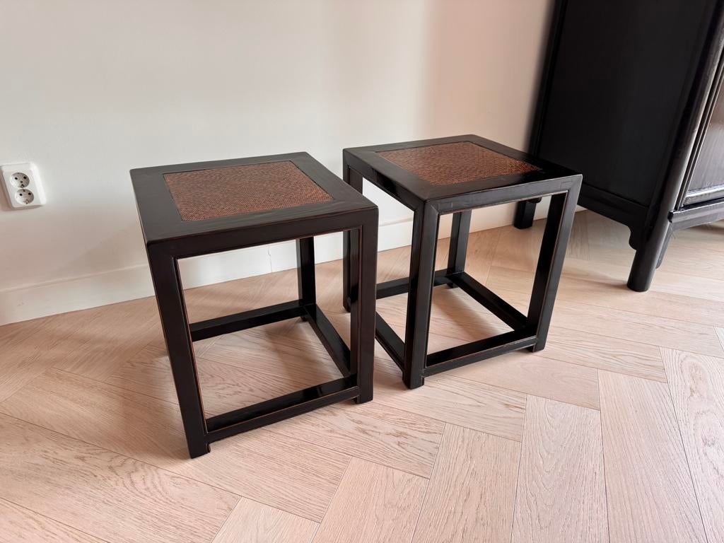 Prachtige set Chinese tafeltjes uit de late 19e eeuw, Huis en Inrichting, Tafels | Bijzettafels, Ophalen, Minder dan 45 cm, Minder dan 55 cm