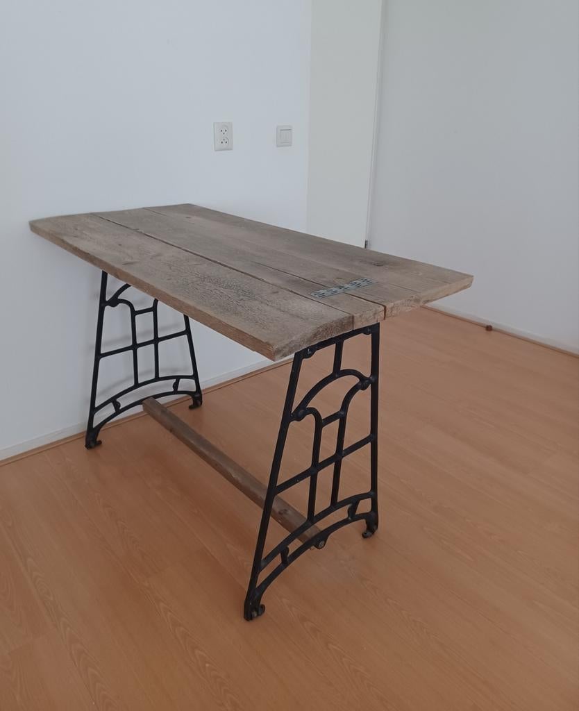 Steigerhouten tafeltje, Gebruikt, 100 tot 150 cm, 50 tot 100 cm, Rechthoekig