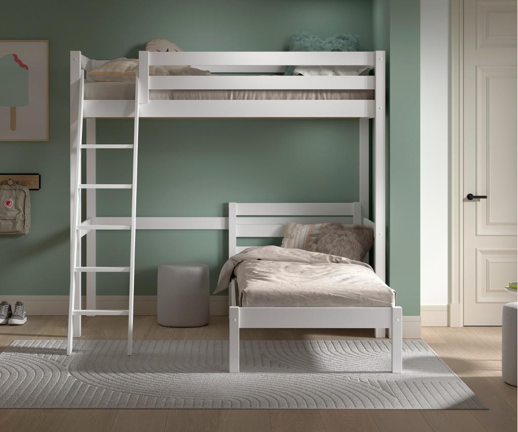 Pino hoekstapelbed - 90x200 - Wit, Niet ingevuld, Niet ingevuld, Niet ingevuld