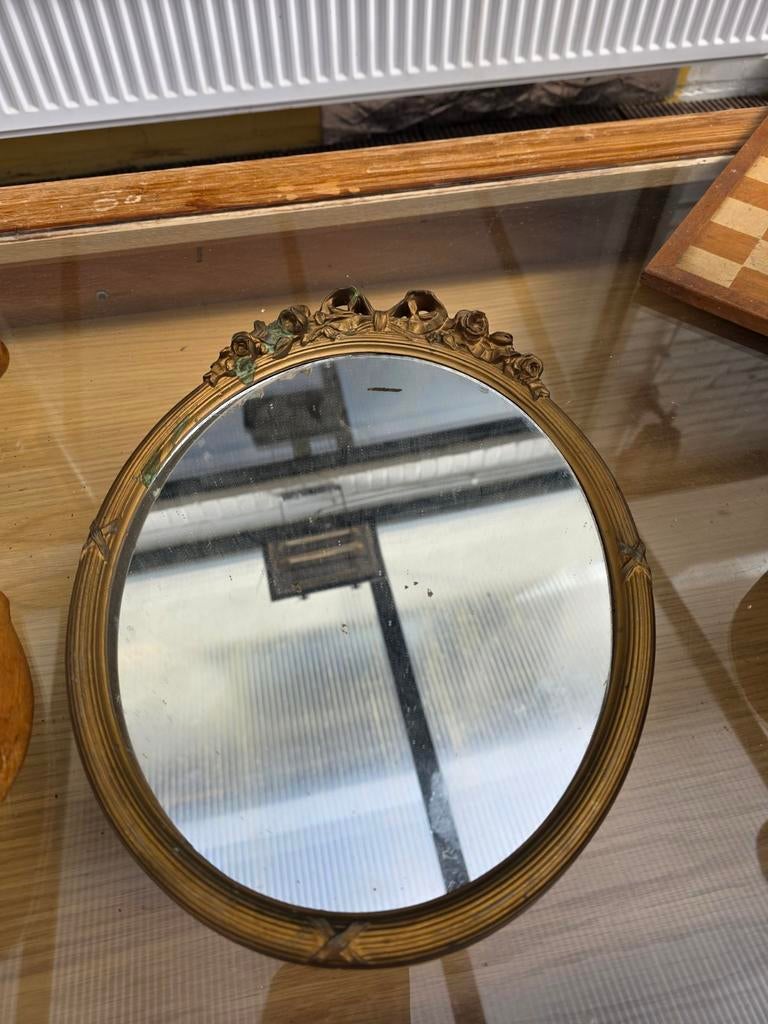 Antieke spiegel 33cm, Ophalen of Verzenden