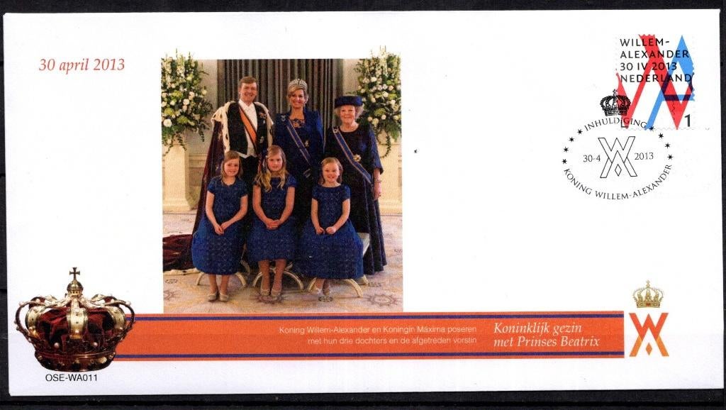 FDC nr 11 Inhuldiging Willem Alexander als koning 30 april, Ophalen of Verzenden, Na 1940, Gestempeld