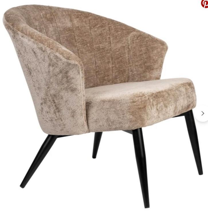 Dutchbone Georgia Fauteuil - Beige Velours - Nieuw in doos, Huis en Inrichting, Fauteuils, Nieuw, Metaal, Stof, 75 tot 100 cm