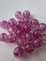 20 stuks 10 mm glaskralen crackle paars kralen, Kraal, -, -, Nieuw
