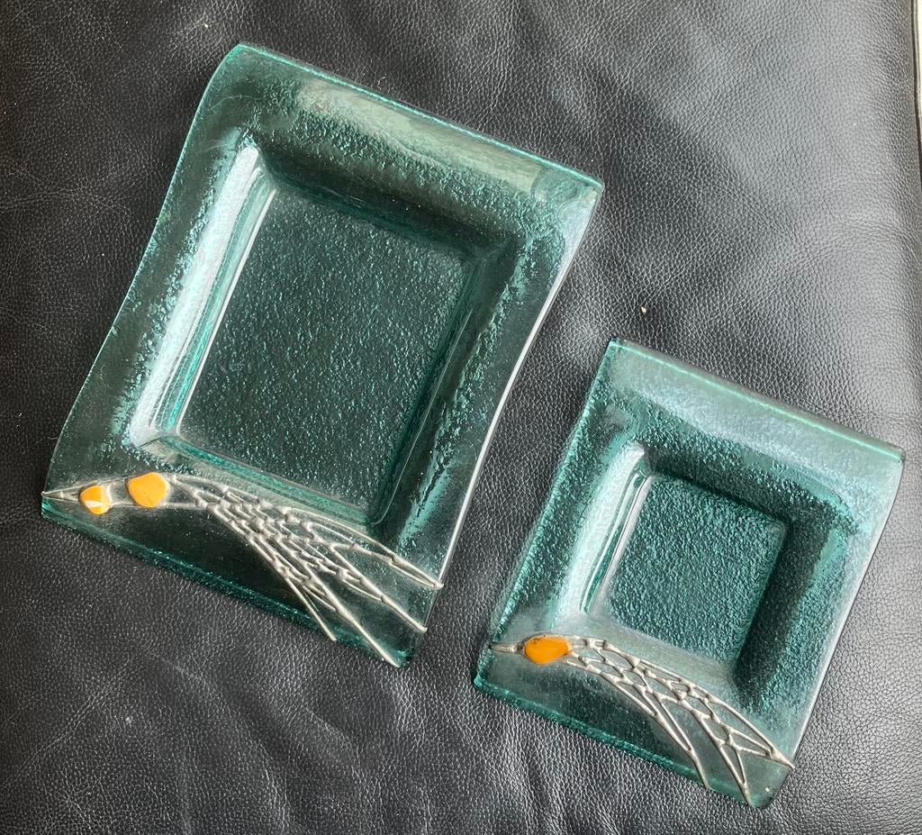Schalen van glas  met lood kunst, Ophalen, Schaal, Vierkant, Glas