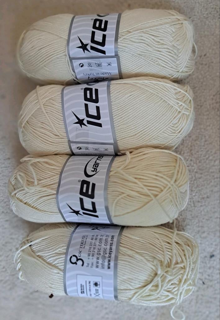 Ieceyarns Bamboo Soft garen - 4 bollen écru, Ophalen of Verzenden, Nieuw, Breien of Haken, Wol of Garen