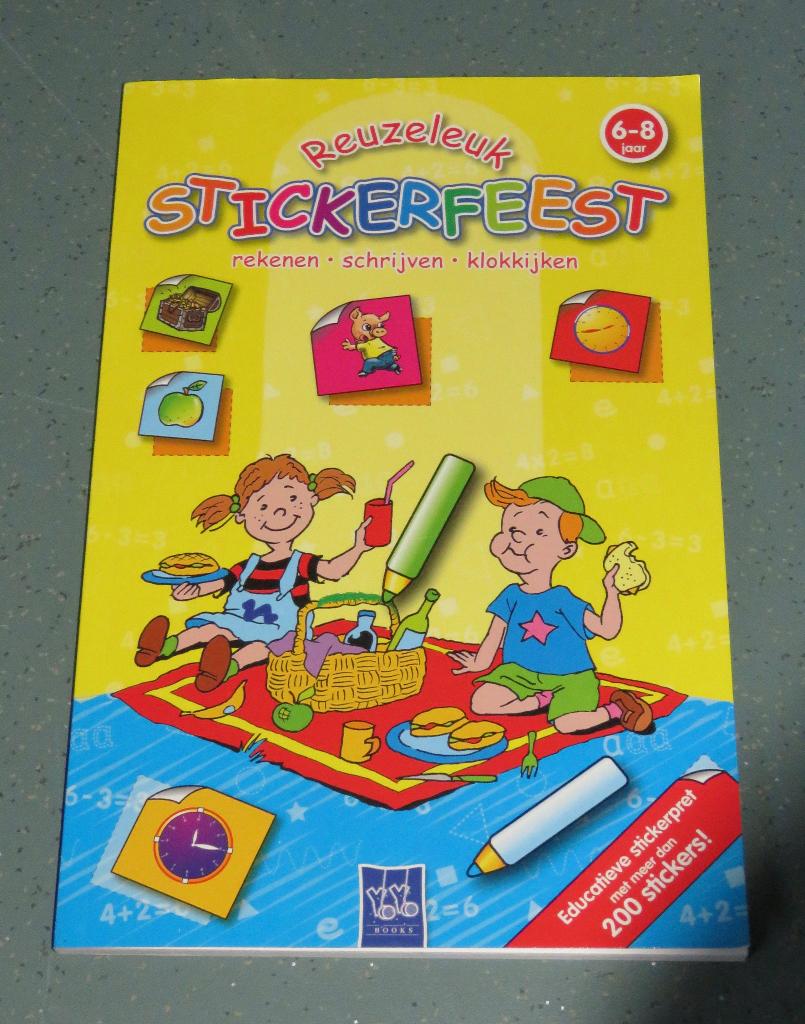 Stickerfeest, rekenen, schrijven en klok kijken, Ophalen of Verzenden, Nieuw, Rekenen