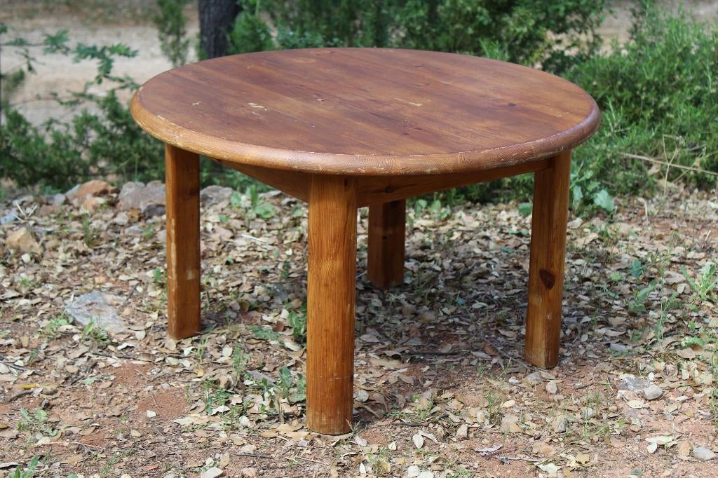 Brocante - Ronde Provençaalse bijzettafel!, Huis en Inrichting, Ophalen, Hout, Bruin, Gebruikt