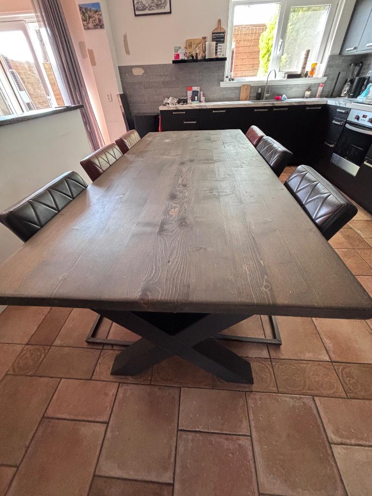 Eettafel met stoelen, Ophalen, Gebruikt, 200 cm of meer, 50 tot 100 cm