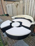 Zwarte loungeset met kussens, Ophalen, Kunststof, Gebruikt, Bank