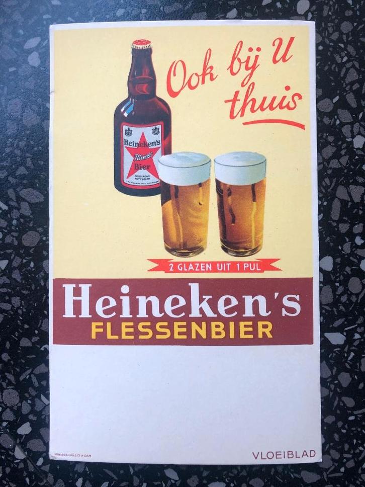 Heineken's flessenbier vloeiblad. Vloeiblad Heineken bier., Verzamelen, Merken en Reclamevoorwerpen, Gebruikt, Overige typen, Ophalen of Verzenden
