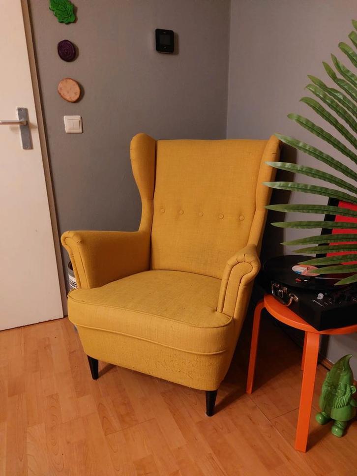 Gele Strandmon IKEA fauteuil., Huis en Inrichting, Fauteuils, 50 tot 75 cm, 75 tot 100 cm, Ophalen