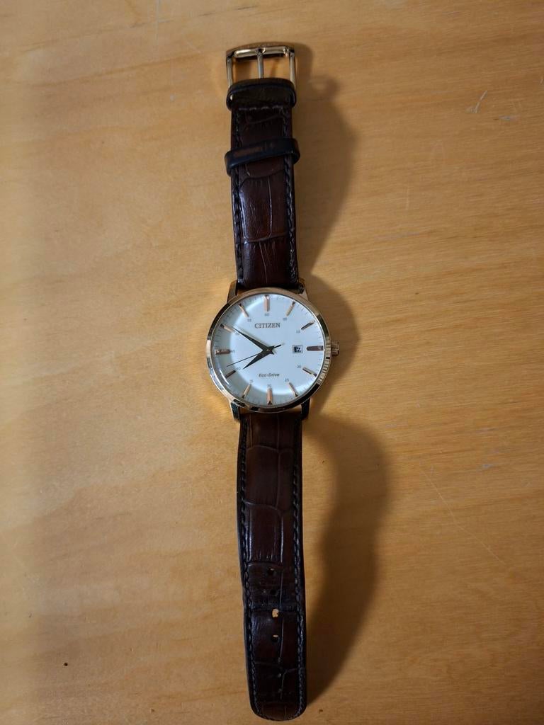 CITIZEN Eco-Drive Horloge - Zonne-energie, Geen Batterij, Leer, Staal, Ophalen of Verzenden, Zo goed als nieuw