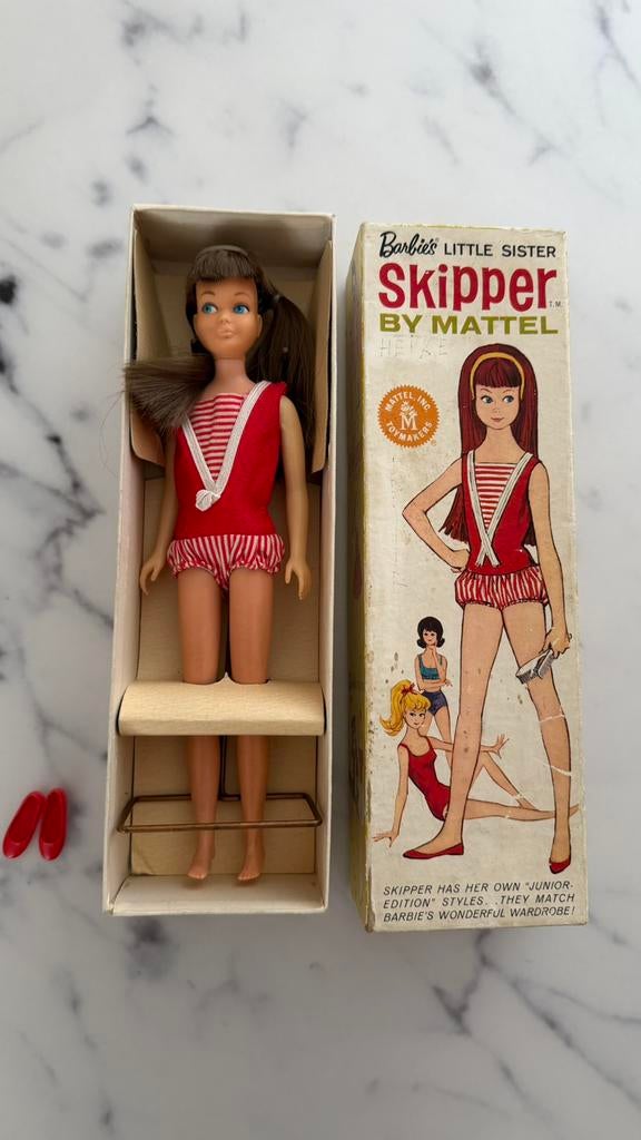 Barbie Japan SKIPPER Brunette 60’s in originele Doos, Verzamelen, Poppen, Ophalen of Verzenden, Gebruikt, Pop