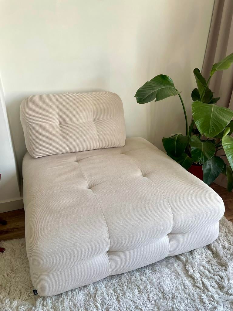 LOODS 5 modulaire lounge fauteuil – 115x115 – crème ribstof, Ophalen, Gebruikt, Eenpersoons, 100 tot 125 cm