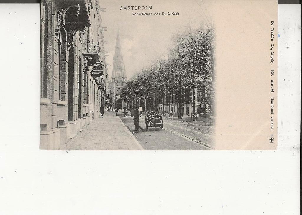 Amsterdam Vondelstraat met handkar, Ophalen of Verzenden, Voor 1920, Ongelopen, Noord-Holland