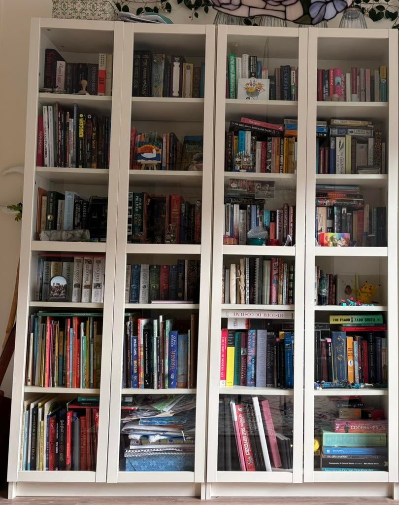 Billy boekenkast glazen paneeldeuren ikea OLSBO, Ophalen, 200 cm of meer, 50 tot 100 cm, Zo goed als nieuw