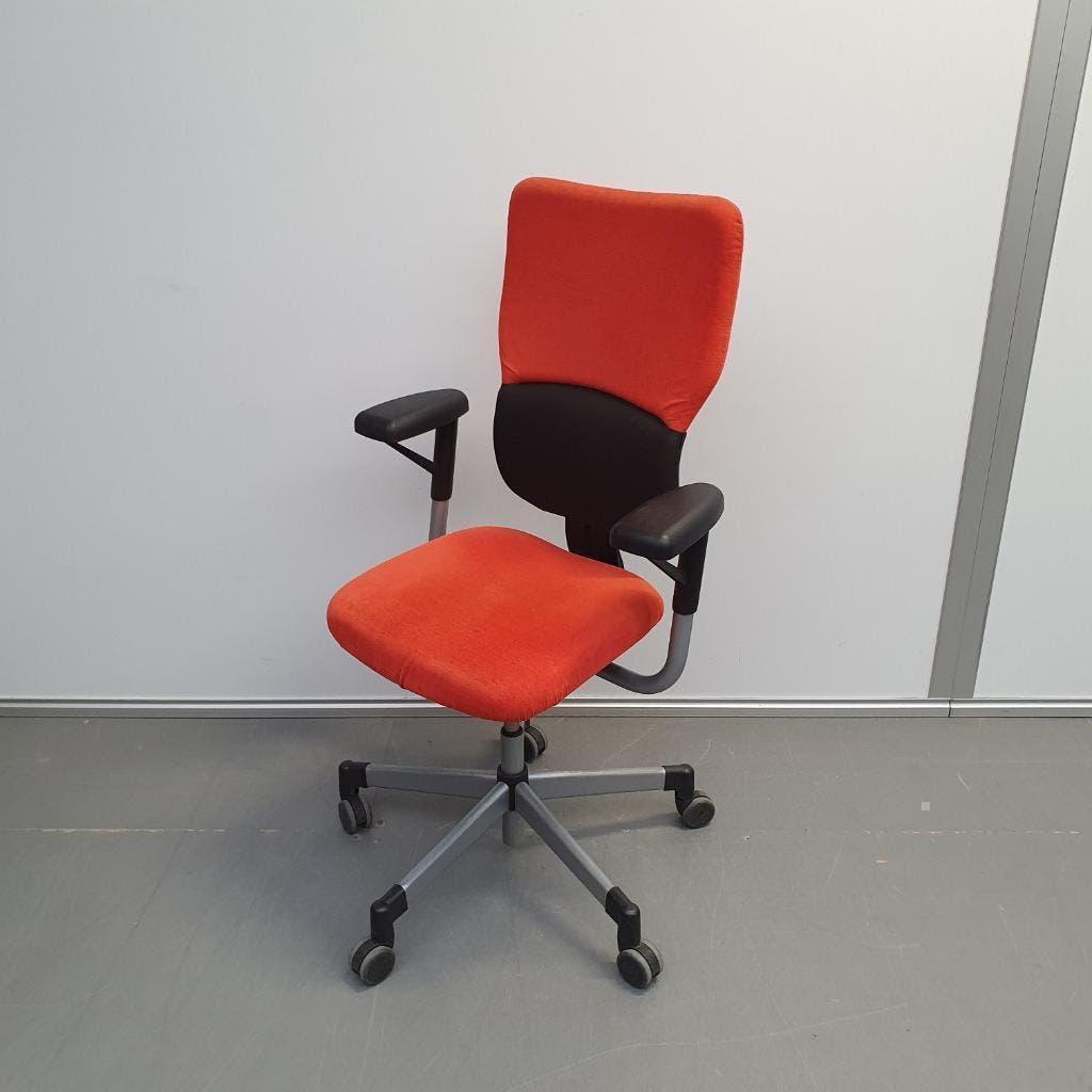 Steelcase Ligne bureau stoel burostoel met oranje stof, Ophalen, Gebruikt, Zwart