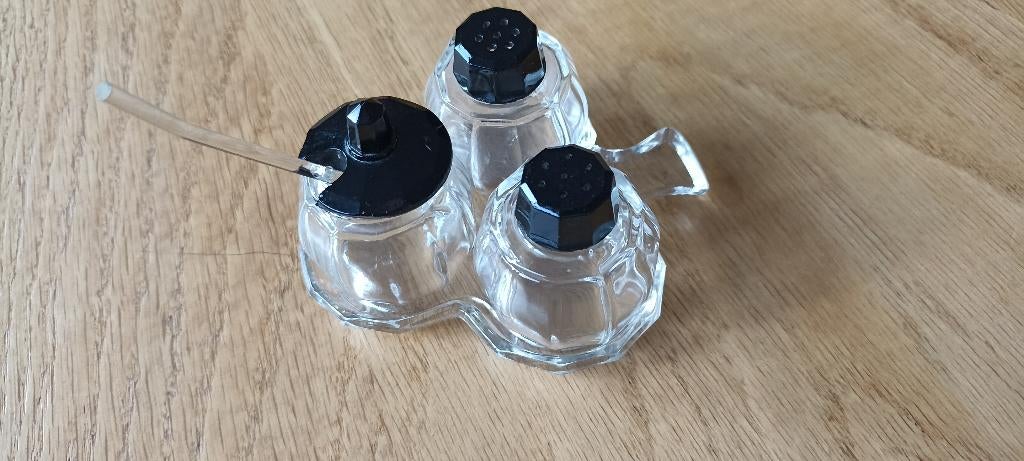 Vintage Art Deco peper, zout en mosterd stel  jaren 50, Antiek en Kunst, Ophalen of Verzenden