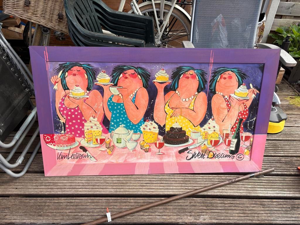 Schilderij dikke dames van Van Leersum Sweet Dreams, Antiek en Kunst, Kunst | Schilderijen | Modern, Ophalen