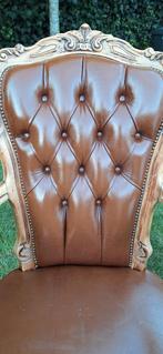Barokke vintage Chesterfield fauteuil, stoel, leren zetel, Ophalen, Gebruikt, Nvt, Minder dan 75 cm