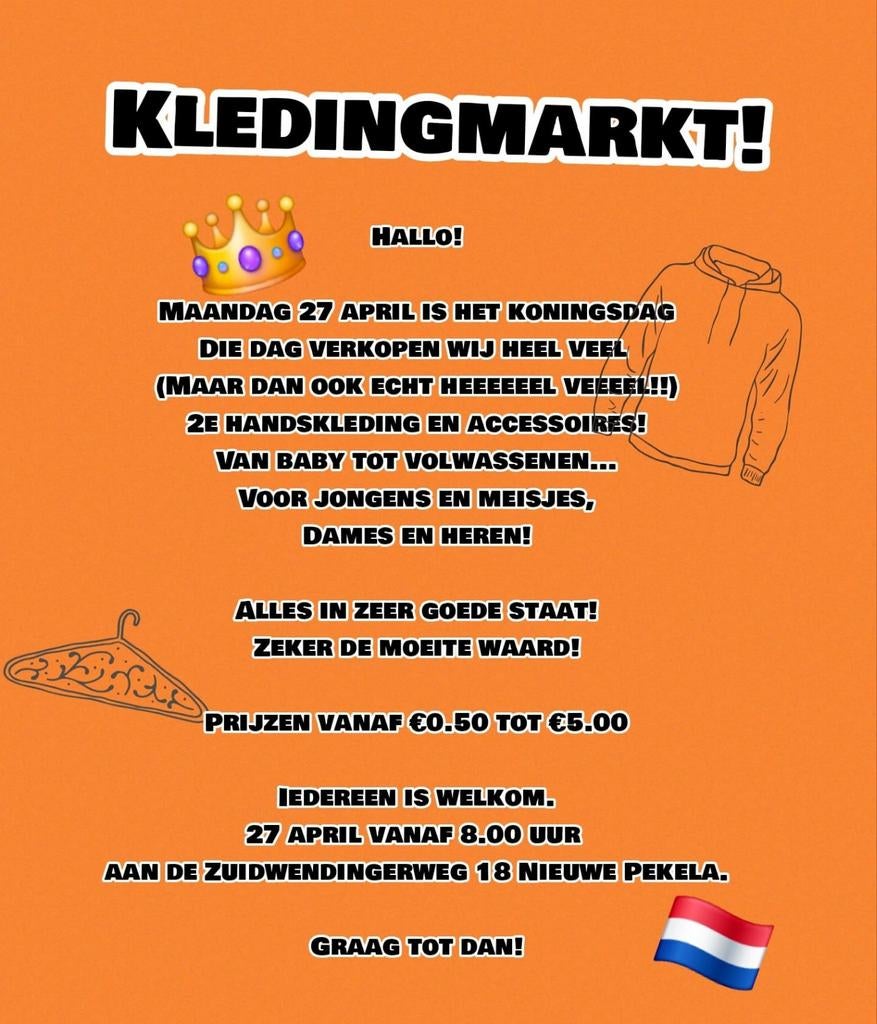 JA JA MAANDAG IS HET ZO VER!!!! GROTE KLEDINGMARKT, Diversen, Ophalen