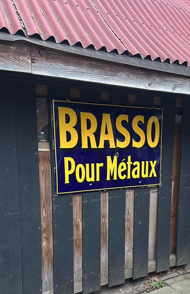 Brasso Pour Métaux – Origineel Frans Emaille Reclamebord, Ophalen, Gebruikt, Reclamebord