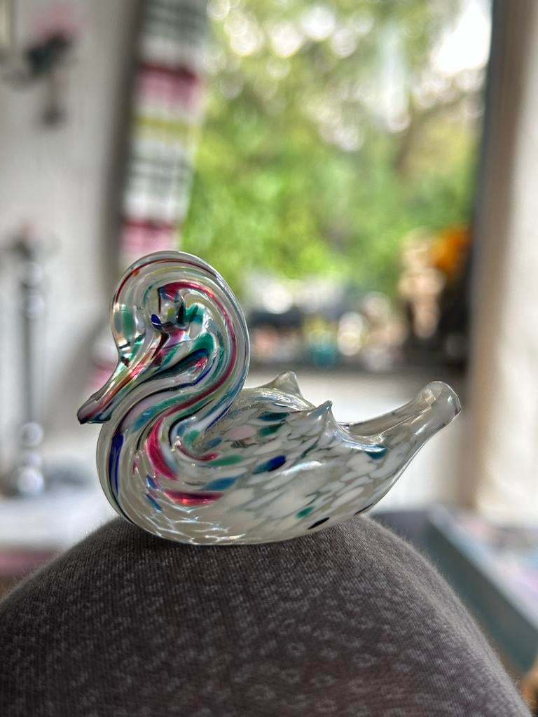 Glazen Zwaan - Mondgeblazen Kunstobject Murano, Ophalen of Verzenden