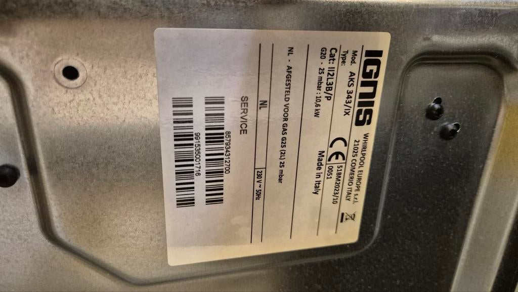 Ignis AKS 343/IX Gasfornuis - 5 kookzones, Ophalen, Gebruikt, Inbouw, Gas