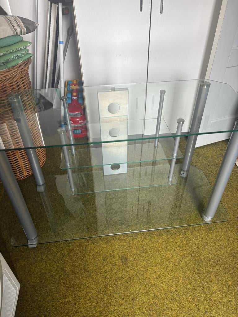 Glazen tvmeubel, Ophalen, Gebruikt, 100 tot 150 cm, Minder dan 100 cm