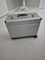Aluminium make-up koffer op wieltjes met slot, Sieraden, Tassen en Uiterlijk, Beautycases, Gebruikt, Ophalen of Verzenden, Grijs