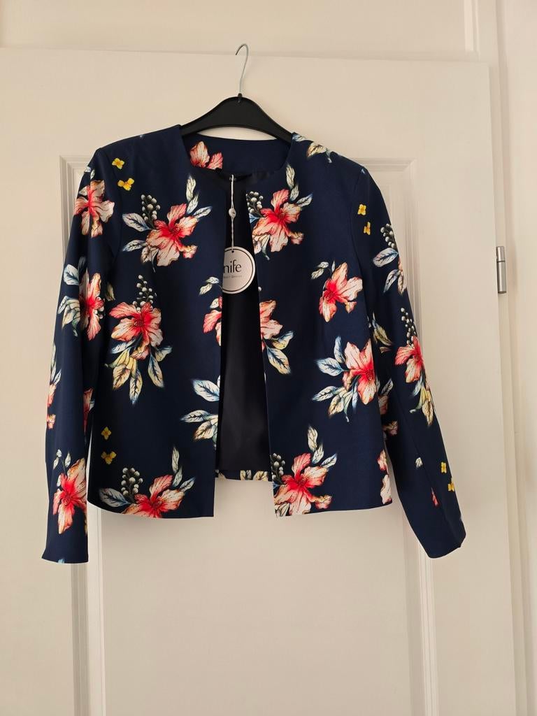 Nieuw Nife jasje bloemenprint - Maat 42, Nife, Blauw, Maat 42/44 (L), Nieuw