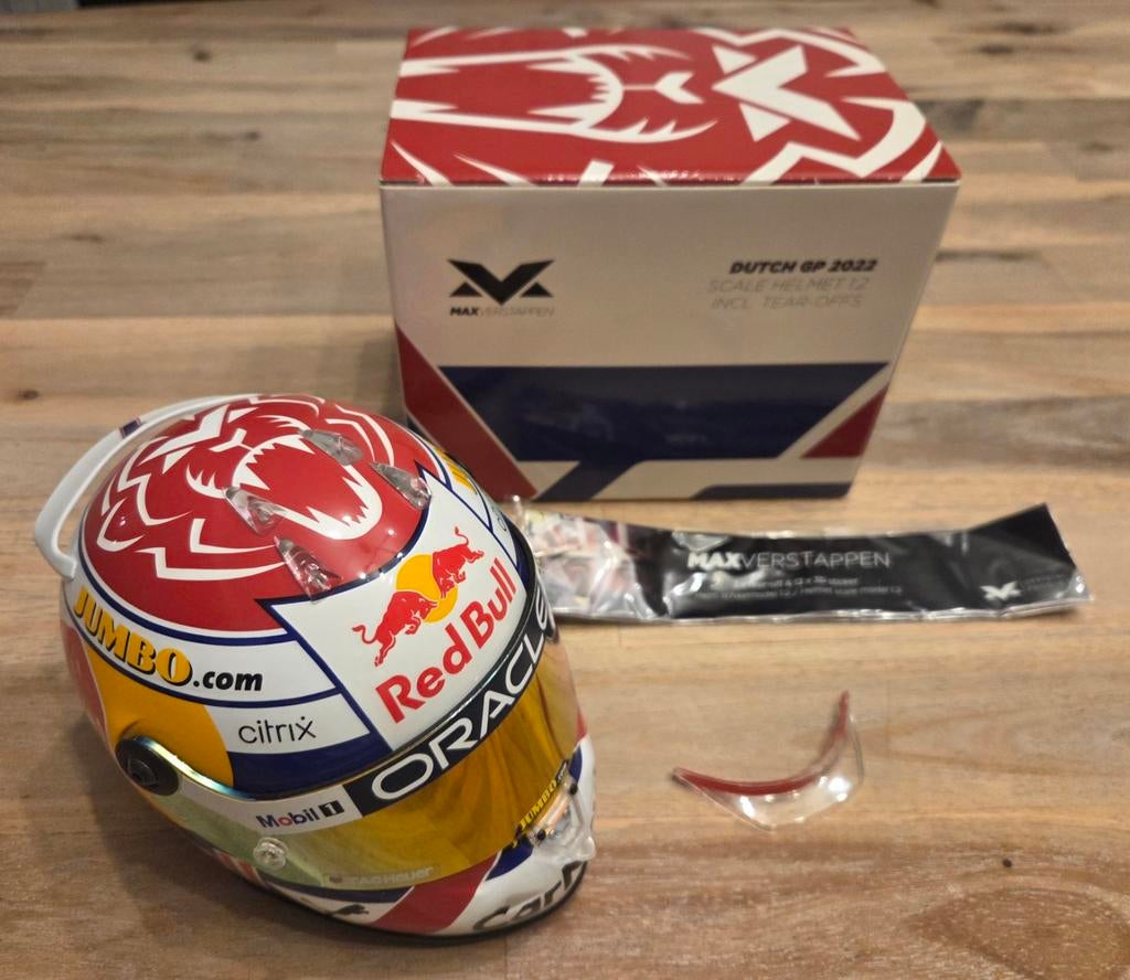 Max Verstappen Helm 1:2 Dutch GP F1 2022 Verstappenshop, Ophalen of Verzenden, Zo goed als nieuw, Formule 1