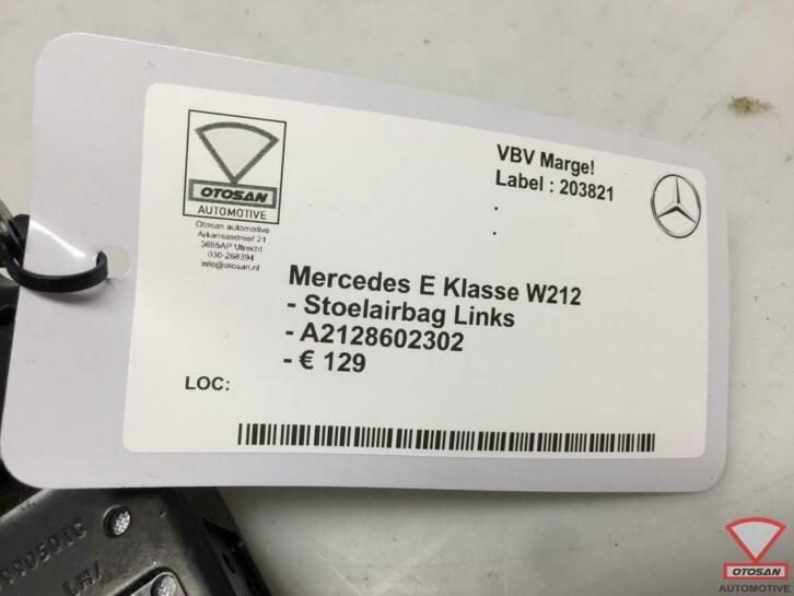 mercedes e klasse w212 stoelairbag links a2128602302, Gebruikt, Mercedes-Benz AG, Mercedes-Benz, Ophalen of Verzenden