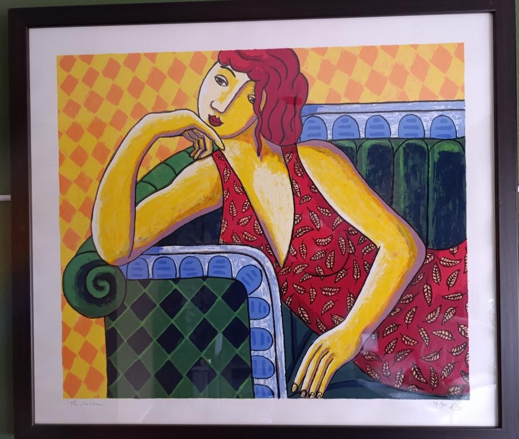 Zeefdruk van Jacques Tange met lijst, Ophalen