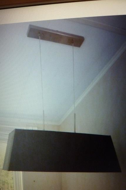 plafondlamp hanglamp RVS pendel kap stof bruin, Ophalen, Zo goed als nieuw, Overige materialen