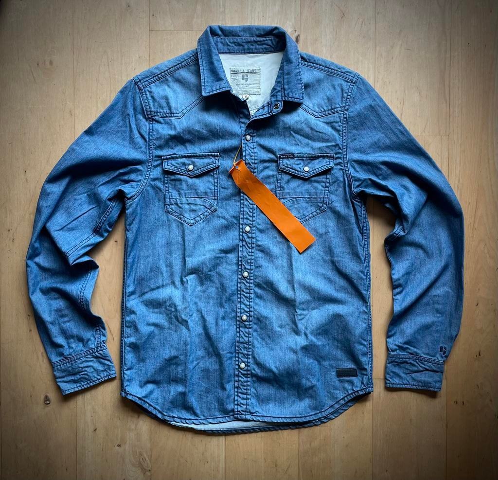 Garcia spijker / denim shirt overhemd M, Kleding | Heren, Overhemden, Ophalen of Verzenden, Zo goed als nieuw, Blauw, Halswijdte 39/40 (M)
