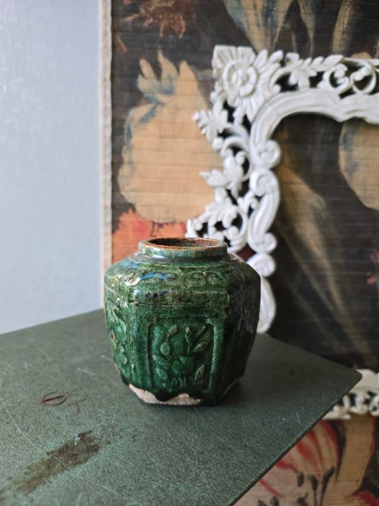 Oude groene gemberpot nr13, Ophalen of Verzenden