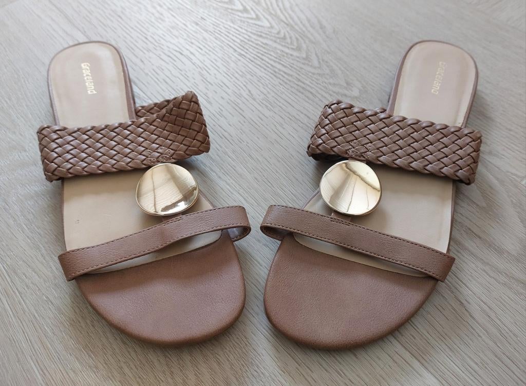 Sandalen bruin met goud maat 40 NIEUW, Bruin, Nieuw, Graceland, Sandalen of Muiltjes