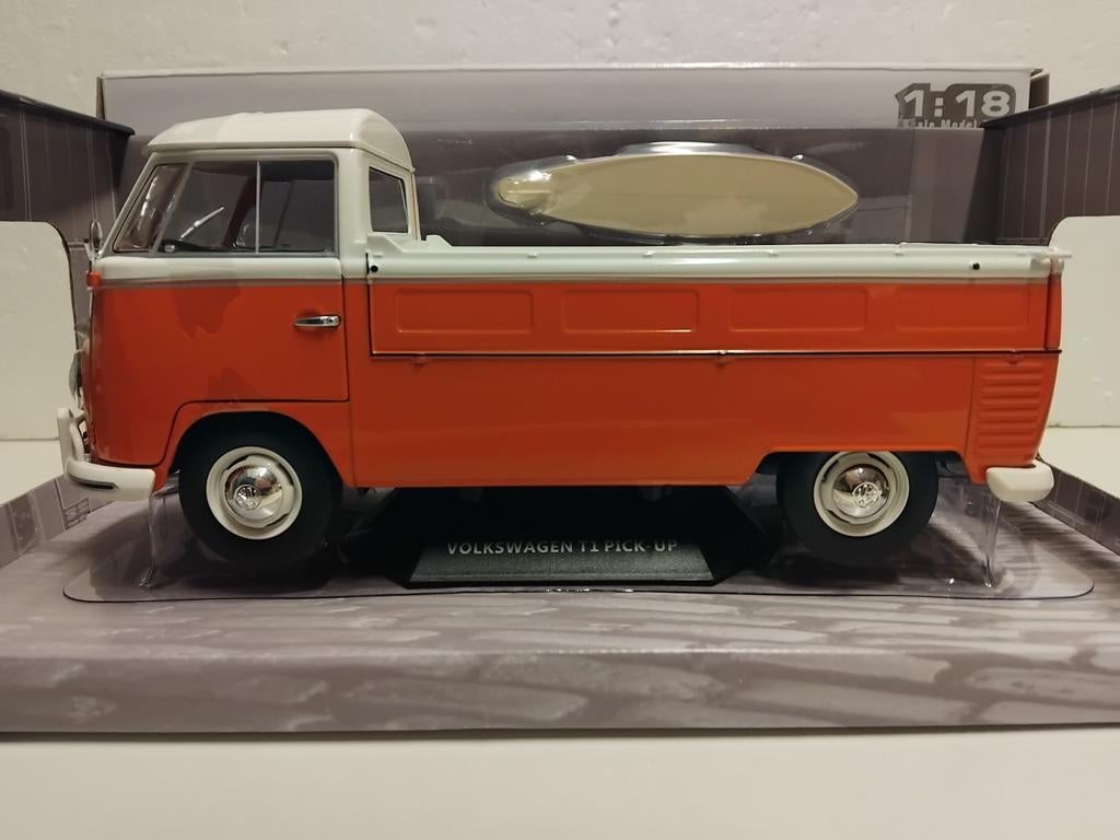 Volkswagen T1 pick up orange/white Solido metal 1:18 KRD, Ophalen of Verzenden, Zo goed als nieuw, Auto, Solido