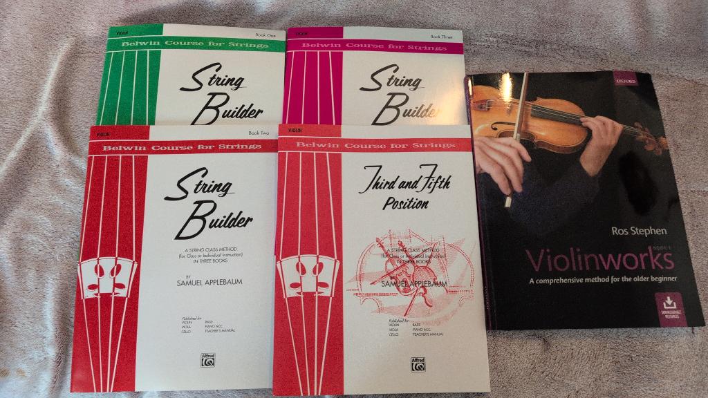 String builder book 1-3 + 3rd & 5th position + violinworks, Muziek en Instrumenten, Bladmuziek, Klassiek, Les of Cursus, Ophalen of Verzenden